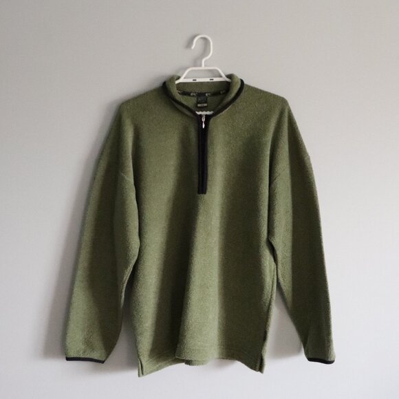 WAC Mens Green Sz M Fleece 1/4 Zip Pullover Comfy Outdoor Winter Sweater - Picture 1 of 11